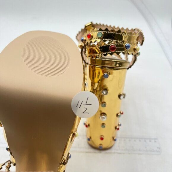 FSJ Women  Platform Sandals Studded with Crystals Diamonds High Heel  Gold - Picture 5 of 7